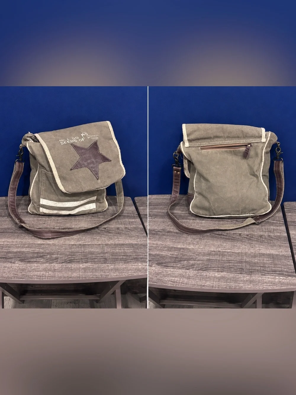 Unbranded Two-Tone Brown and Cream Crossbody Bag for Men